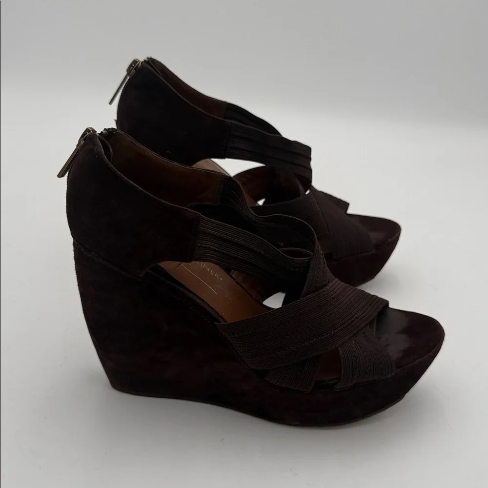 Donald J. Pliner lawney Dark Brown Wedge Sandals women 8M suede event goth Y2K